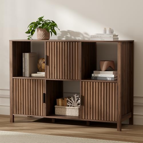 6 Cube Storage Organizer，Bookshelf with 3 Doors，for Living Room, Home Office 1PC (Brown) - color: Brown, size: 1PC