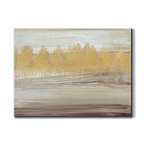 Renditions Gallery Canvas Nature Wall Art Modern Paintings & Prints Decorations Golden Sandy Beach Trees Wall Hanging Desert Artwork for Bedroom Dining Room Office Kitchen - 8"x12" LT10 - color: Golden Trees, size: 12"L x 8"W