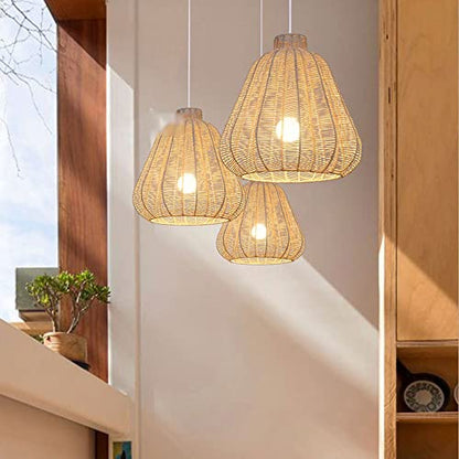 Creative Hand-Woven Bamboo Pendant Lighting Rattan Home Pendant Lamp Japanese Lantern Hanging Lamp Bedroom Headboard 35cm Ceiling Lamp Energy Saving Light Fixture