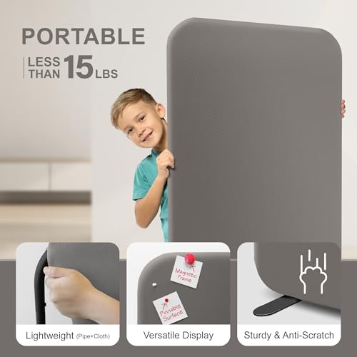 DECOLAB Standing Room Divider, Portable Separation Panel for 29"x65", Rock | Privacy Partition. For Home, Studio, Classroom, Resraurant, Office. Scratch Resistance. Breathable Fabric. - color: Rock