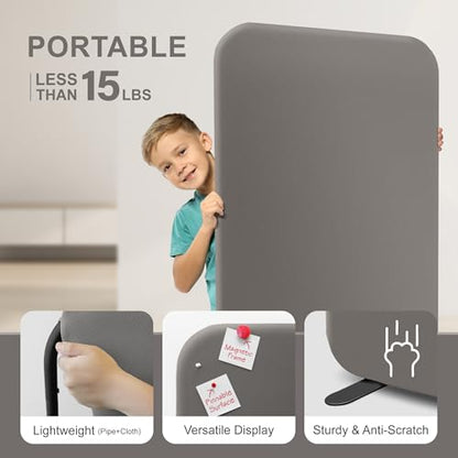 DECOLAB Standing Room Divider, Portable Separation Panel for 29"x65", Rock | Privacy Partition. For Home, Studio, Classroom, Resraurant, Office. Scratch Resistance. Breathable Fabric. - color: Rock