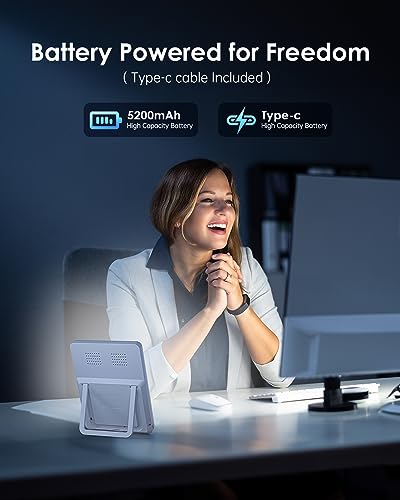 SUXIO Light Therapy Lamps Rechargeable, 10000 Lux Sunlight Lamp with Wake-Up Function, Daylight Lamp with Memory Function, Happy Lamp Use As Lift-Mood, Light Therapy Box for Home/Office - size: USB-C