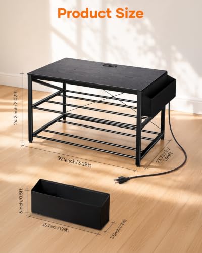 AHOWPD 3D Printer Stand with Filament Storage, Heavy Duty 3D Printer Table | Sturdy 3-tier Metal Workstation for 3D Printers, Vibration Dampening Desk for FDM Resin, Black