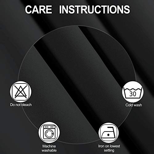 Black Blackout Curtains/38 x 63 Inch/Set of 2 Panels Rod Pocket Room Darkening Curtains for Bedroom - color: Black, size: 38"W x 63"L (Pack of 2)