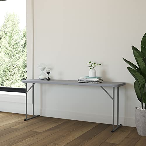 EMMA + OLIVER 6-Foot White Plastic Folding Table | Lightweight, Easy Storage, Event and Banquet Table - color: Grey