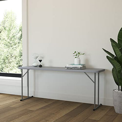 EMMA + OLIVER 6-Foot White Plastic Folding Table | Lightweight, Easy Storage, Event and Banquet Table - color: Grey