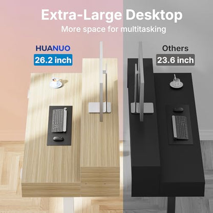 HUANUO 48″ x 26″ Electric Standing Desk with 2 Drawers &24.4″ Large Keyboard Tray, C-Clamp Mount Compatible, Adjustable Computer Desk for Office, Sit Stand Up Desk with 4 Height Presets, Light Walnut - color: Light Walnut, size: 48*26 inch