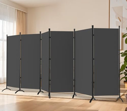 Room Divider-Folding Privacy Screens, 6 ft Partition Room Dividers Wall for Separation, Home, Office, Classroom, Studio (Grey, 6 Panel) - color: Grey, size: 6 Panel