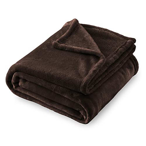 Flannel Fleece Blanket Throw Size, Brown, 50x60 inches | All Season Lightweight Super Soft Cozy Blanket for Bed or Couch - color: Brown, size: 50"×60"