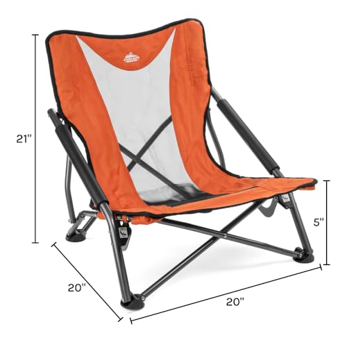Cascade Mountain Tech Folding Camp Chair for Camping, Beach, Picnic, Barbqeues, Sporting Events with Carry Bag - color: Orange