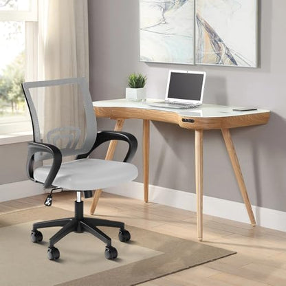 Office Chair, Ergonomic Mid-Back Mesh Desk Chair, Light Gray | Lumbar Support, Adjustable Height, Rolling Wheels, Comfy Armrest, For Work, Study, Gaming - color: Light Gray