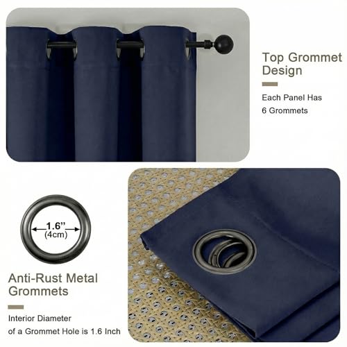 100% Blackout Curtains for Bedroom - Luxury Grommet Thermal Blackout Curtains, Navy Blue Thick Drapes Light Blocking Energy Saving, 2 Panels, 2x40Wx78L Inches - color: Indigo, size: 40"W x 78"L (Pack of 2)