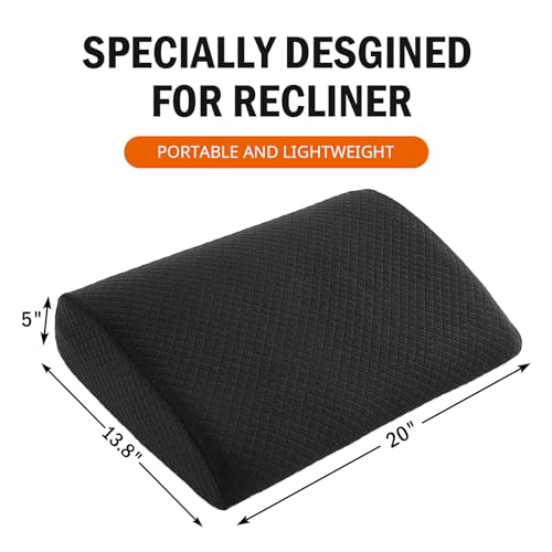 HOMBYS Lumbar Support Pillow for Recliner Chair, Memory Foam Back Support Cushion for Elderly,Extra Large Lumbar Support Pillow,Thick Backrest for Home Reading (Black, 20“x13.5"x5") - color: Black, size: 20“x13.5"x5"