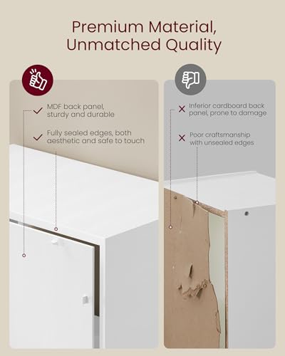 VASAGLE Bookcase Cube Shelf with 8 Compartments, 9.4 x 25.8 x 51 Inches | Bookshelf storage shelf, Cloud White, CUSTOS Collection, ULBC424W01 - color: Cloud White, size: 8 Cubes (9.4"D x 51"H), style: 1 Pack