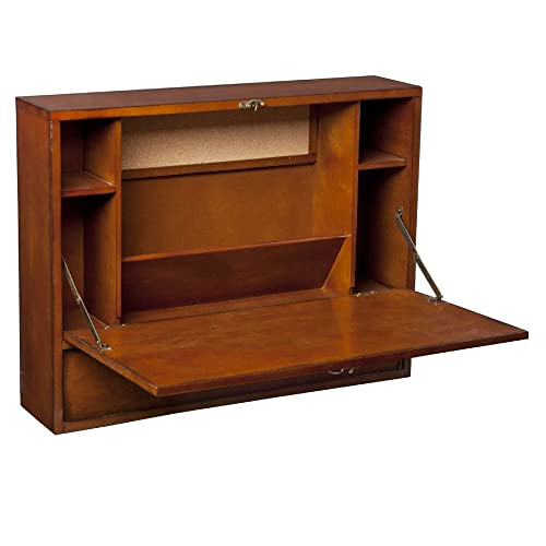 SEI Furniture Benwick Wall Mount Laptop Desk - Brown Mahogany (L x W x H): 26 x 6 x 20 inches - color: Mahogany