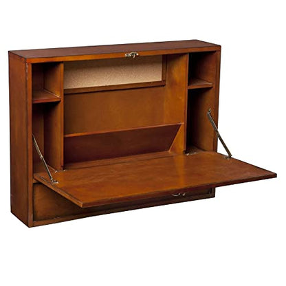 SEI Furniture Benwick Wall Mount Laptop Desk - Brown Mahogany (L x W x H): 26 x 6 x 20 inches - color: Mahogany