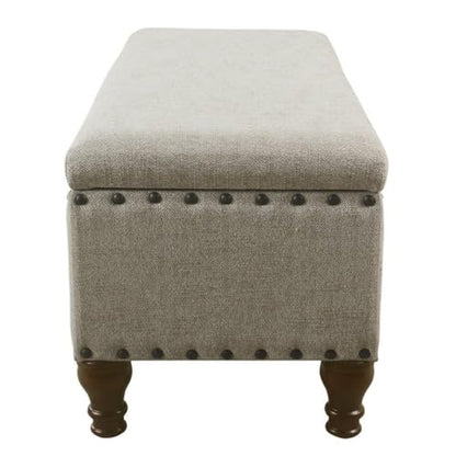 HomePop 42" Storage Bench with Nailhead Trim - Taupe/Cream - color: Taupe/ Cream
