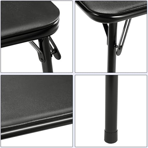 VECELO 34'' Folding Card Table Square with Soft Padded Tabletop, Portable for Dining Room, Parties, Games, Puzzles, Black - color: Black, style: Folding Table