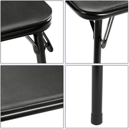 VECELO 34'' Folding Card Table Square with Soft Padded Tabletop, Portable for Dining Room, Parties, Games, Puzzles, Black - color: Black, style: Folding Table