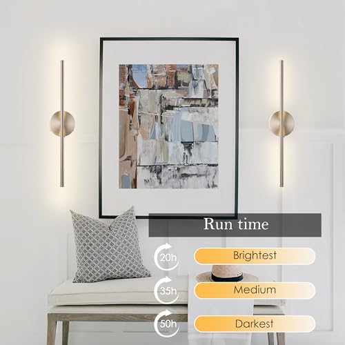 KARTOOSH Battery Operated Wall Sconces Set of Two Wireless Wall Lights | Rechargeable Wall Sconce with Remote 350°Rotate Dimmable 3000K LED Wall Lamp for Living Room, Bedroom - color: Nickel, size: 20.4 Inches