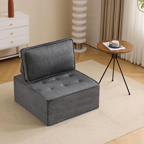Modular Linen-Frame Sofa: Versatile Sectional for Small Apartments, Mix-and-Match Design (Dark Grey) - color: Dark Gray