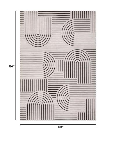 ROYHOME Modern Washable Rug Rainbow 5x7 Area Rugs for Living Room Non Slip | Abstract Rug for Bedroom, Throw Rugs with Rubber Back, Low Pile Stain Resistant Geometric Carpet for Dining Room, Light Camel - color: Light Camel, size: 5' x 7' (Rectangular)