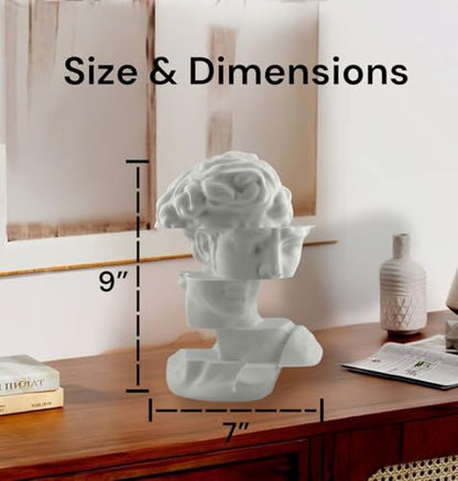 Bookshelf Decor Statue - Abstract Fragmented Bust Sculpture Aesthetic, Modern Greek David Head Art for Living Room, Office, Coffee Table, Desk & Shelf Home Decoration