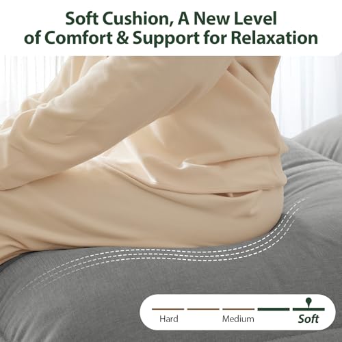 HALLYBEE Cloud Couch Sectional Modular Sofa for Living Room Grey | Modular Sectional Cloud Couch with Movable Ottoman, L-Shaped, 3-Seater, Chenille Fabric, Removable Cushion Covers, Apartment - color: Cloud Grey