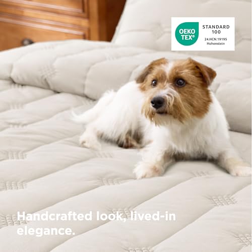Bedsure King Size Quilt - Prewashed Extra Soft Cotton-Like Polyester Bedspreads King Size, Lightweight Comforter, Includes 1 Quilt 106x96 Inches with 2 Shams, Machine Washable, Beige - color: 03 - Beige, size: King (106" x 96")