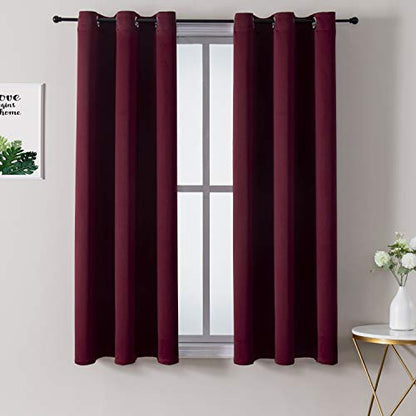 ChrisDowa Blackout Curtains for Bedroom and Living Room 2 Panels Set | Thermal Insulated Light Blocking Grommet Room Darkening Window Curtains 40 Inches Long, Burgundy Red, 29 x 40 Inch - color: Burgundy Red, size: 29"W x 40"L (Pack of 2)