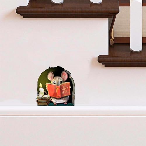 Mouse Reading Book Wall Sticker Decal – Kids Room, Classroom, Home Decor, Bookcase, Book Lover Gift, Children's Bedroom, Nursery, Cute Mouse, MICESTERPIECE - style: Reading Mouse Alt