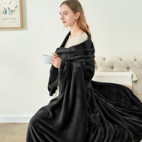 BEDELITE Fleece Blanket Soft Plush Twin Size Blanket Black 60"x80" | Ultra Soft Fleece, Plush Microfiber, Lightweight Warmth, All Season Comfort, Fade Resistant, Machine Washable, Couch Sofa Bed - color: Black, size: Twin(60"x80")