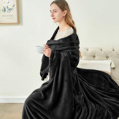 BEDELITE Fleece Blanket Soft Plush King Size Bed Blanket Black 108"x90" | Ultra Soft Fleece, Plush Microfiber, Lightweight Warmth, All Season Comfort, Fade Resistant, Machine Washable - color: Black, size: King(108"x90")
