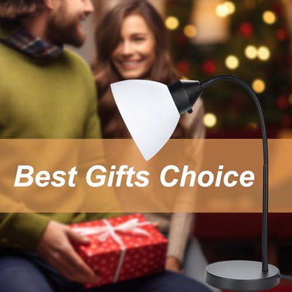 RISLG LED Desk Lamp for Home Office, 3 Levels Dimmable Reading Light, Flexible Table Lamp for Bedside Office, Rotary Switch Control, Desk Lamp for College Dorm Study Lamp, Bulb Included, Black