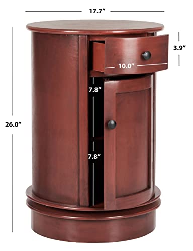 SAFAVIEH Furniture - Tabitha 1-Drawer Accent Table - Red - Solid Wood - Farmhouse Storage Design - Ideal for Living Room, Entryway, Home Office, 17.7"W x 17.7"D x 26"H - Fully Assembled (AMH5712E) - color: Red