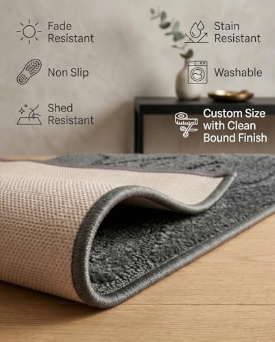 Hallway Runner Rug, 2'7" x 4' Washable Non-Slip Carpet Runner, Custom Size | Rubber Backed Runners for Hallways, Kitchen, Bathroom & Entryway, 2-35 Feet - color: Soft Grey, size: 2'7" x 4' (Runner)