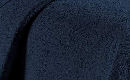 Linen Plus Embossed Coverlet Bedspread Set Oversized Solid Navy Blue Full/Queen Bed Cover Bedding New # Dana - color: Navy Blue, size: Full/Queen
