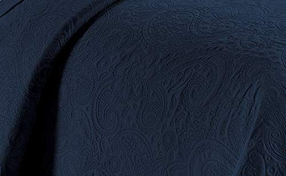 Linen Plus Embossed Coverlet Bedspread Set Oversized Solid Navy Blue Full/Queen Bed Cover Bedding New # Dana - color: Navy Blue, size: Full/Queen
