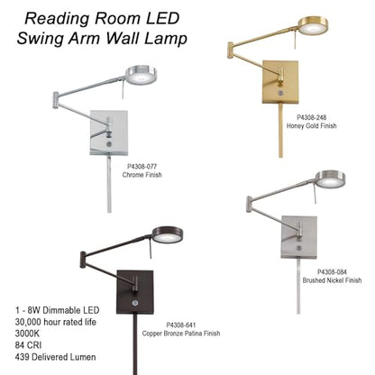 GEORGE KOVACS P4308-084 George's Reading Room LED Swing Arm Wall Lamp, 1-Light, 8 Total Watts, 6.25-in H x 13.75-in W, Brushed Nickel - color: Brushed Nickel