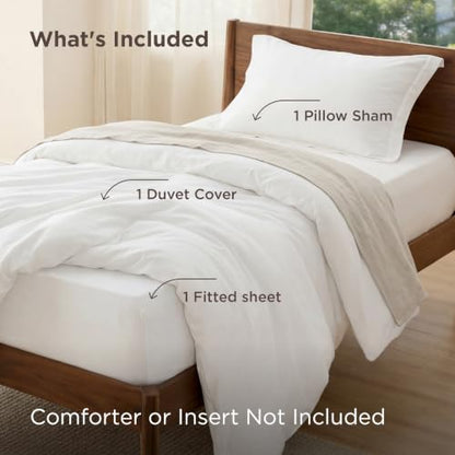Bedsure Twin Size Duvet Cover with Fitted Sheet - 3 Pieces Prewashed Polyester Extra Soft Bedding Set, Includes 1 Duvet Cover 68''x90'' with Zipper Closure, 1 Pillow Sham, 1 Fitted Sheet, White - color: 00 - White (No Comforter), size: Twin (With Fitted S