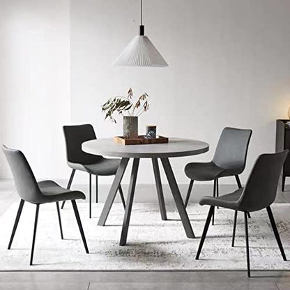 HIPIHOM Dining Chairs Set of 4, Modern Kitchen & Dining Room Chairs, Upholstered Faux Leather Cushion Seat and Sturdy Metal Legs (4 Grey Chairs) - color: Grey Chairs Set of 4
