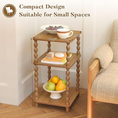 Fultyle End Table, Small Side Table with 3 Tier Open Shelf, Modern Night Stand Accent Table for Small Spaces, Living Room and Office (Caramel Tan) - color: Caramel Tan