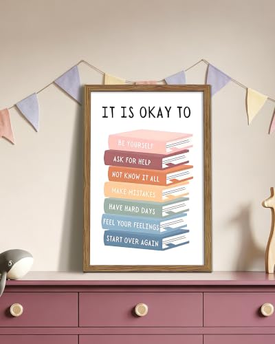 Inspirational Quote Book Wall Art Framed Canvas Print, Motivational Book Stack Poster Painting Picture, Positive Affirmation Classroom Wall Decor for Kids Teens Bedroom Reading Home Decor 16x24 Inch - color: A-Books, size: 24"L x 16"W