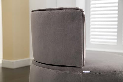 SLEERWAY 360° Swivel Barrel Chair Set of 2, Modern Velvet Round Accent Chair, Comfy Upholstered Small Armchair with Gold Metal Base for Living Room Bedroom Nursery Office Sillas para Sala, Gray - color: Grey, size: 25.2" W