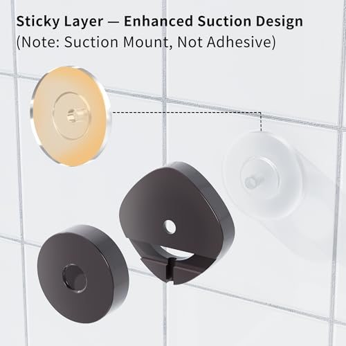 KEGII Shower Caddy Suction Cup 3 Pack, Bathroom Organizer Shelf, Bronze | Removable Rustproof Stainless Steel Rack with Soap Holder and Hooks, No Drill Shower Storage for Shampoo and Bathroom Items