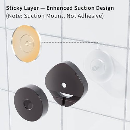 KEGII Shower Caddy Suction Cup 3 Pack, Bathroom Organizer Shelf, Bronze | Removable Rustproof Stainless Steel Rack with Soap Holder and Hooks, No Drill Shower Storage for Shampoo and Bathroom Items