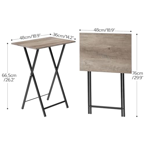 HOOBRO Folding TV Tray Tables, Set of 2 Side Table for Small Space, Industrial Snack Tables for Eating at Couch, Stable Metal Frame, Easy Assembly, Space Saving, Greige and Black BG25BZ01 - color: Greige + Black