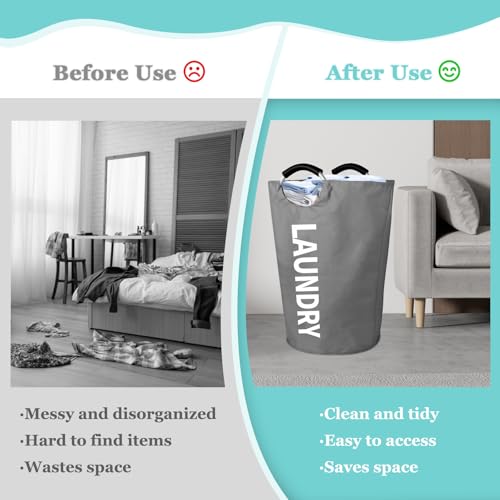 WOOHA 125L Large laundry basket,Collapsible laundry hamper, Tall Clothes Baskets Folding Washing Bin Foldable Fabric Hamper Bags for Bedroom, Closet,Bathroom,College,laundry bag,Darkgray - color: Darkgray, size: 125L-XXXL