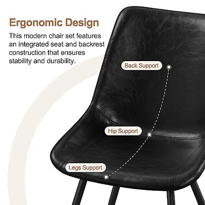 Yaheetech Dining Chairs Set of 2 Mid Century Modern Kitchen Chairs Black | Faux Leather Upholstered Dining Room Chairs with Metal Legs and Curved Backrest, Armless Side Chairs for Kitchen Living Room - color: Black, size: Set of 2
