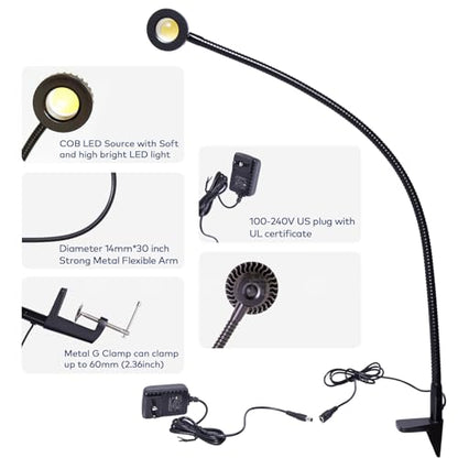 Hersi 5W 35" Flexible Arm Architect Desk Lamp High Bright LED Task Light | Metal Architect LED Clamp, Adjustable Folding Twin-Arm, Clip-on Table Lamp, For Home Office - color: Black